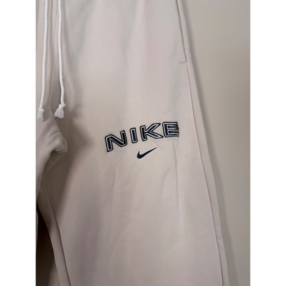 Nike Phoenix Wide Leg Sweatpants Beige Drawstring Logo Casual Lounge Size L - Picture 2 of 9